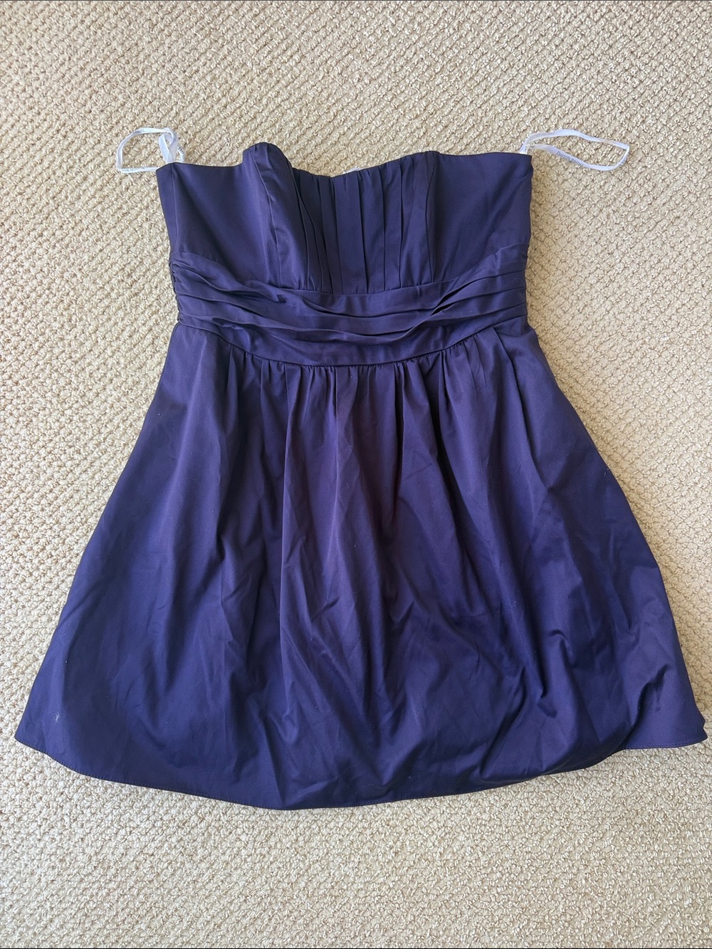 David’s Bridal Strapless Navy Blue Pleated Waist Dress size 16